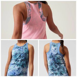 ATHLETA GIRL 16 Blue Swirl Perfect Pair Tank Layered Look Light